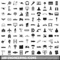 100 engineering icons set, simple style Royalty Free Stock Photo