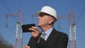 Engineering Work Manager Checking Technical Parameters Using Mobile App Royalty Free Stock Photo