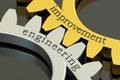 Engineering Improvement concept on the gearwheels, 3D rendering Royalty Free Stock Photo