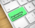 Engineering Innovation - Text on Green Keyboard Keypad. 3D.