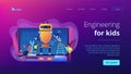 Engineering for kids concept landing page. Royalty Free Stock Photo