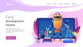 Engineering for kids concept landing page. Royalty Free Stock Photo