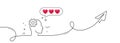 Engineering line icon. Cogwheel tool sign. Continuous line with plane. Vector