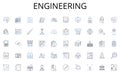 Engineering line icons collection. Orate, Address, Discourse, Lecture, Monologue, Oration, Speech vector and linear