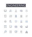 Engineering line icons collection. Standardization, Consistency, Unity, Synchronization, Integration, Alignment, Balance