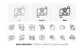 Engineering line icons. Puzzle, Dividers tool and Architect plan. Linear icon set. Line icons. Vector