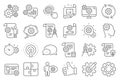 Engineering line icons. Set of Idea bulb, Dividers tool and Blueprint icons. Vector