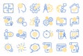 Engineering line icons. Set of Idea bulb, Dividers tool and Blueprint icons. Vector