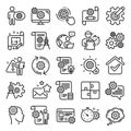 Engineering line icons. Set of Idea bulb, Dividers tool and Blueprint icons. Vector