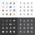 Engineering and manufacture silhouette icons set flat thin line design vector Royalty Free Stock Photo