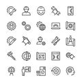 Engineering and manufacturing icon set in thin line style. Vector symbols