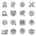 Engineering and manufacturing icons set. Thin line style stock vector.