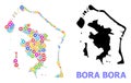 Engineering Mosaic Map of Bora-Bora of Colorful Wheels