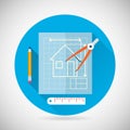 Engineering Planning Symbol Blueprint and Compass