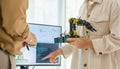 engineering robot technology with asian programmer innovation and research teamwork in coding development
