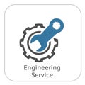 Engineering Service Icon. Gear and Wrench. Repair Symbol.