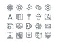 Engineering. Set of outline vector icons. Includes such as Manufacturing, Engineer