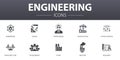 Engineering simple concept icons set
