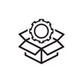 Engineering Solutions Icon. Gear and Cardbox. Product Symbol.