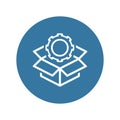 Engineering Solutions Icon. Gear and Cardbox. Product Symbol.