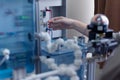 Engineering students working in the lab. Students are adjusting an electrical`s components inside lab Royalty Free Stock Photo