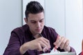 Engineering students working in the lab. Students are adjusting an electrical`s components inside lab Royalty Free Stock Photo