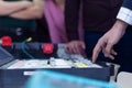 Engineering students working in the lab. Students are adjusting an electrical`s components inside lab Royalty Free Stock Photo