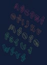 Isometric vector font.