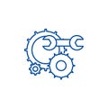 Engineering support line icon concept. Engineering support flat  vector symbol, sign, outline illustration. Royalty Free Stock Photo