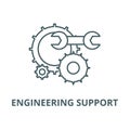 Engineering support line icon, vector. Engineering support outline sign, concept symbol, flat illustration Royalty Free Stock Photo