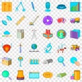 Engineering system icons set, cartoon style