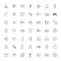 Engineering system linear icons, signs, symbols vector line illustration set