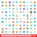 100 engineering systems icons set, cartoon style Royalty Free Stock Photo