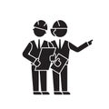 Engineering team black vector concept icon. Engineering team flat illustration, sign