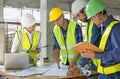 engineering teamwork meeting on site work,engineers project manager consultation meeting with coworker Royalty Free Stock Photo