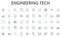 Engineering tech line icons collection. Intrusive, Meddlesome, Nosy, Prying, Interfering, Snooping, Gossipy vector and