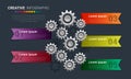 Engineering tech progress business presentation 5 steps, gear infographic illustration