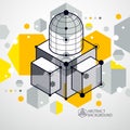 Engineering technological yellow vector 3D wallpaper made with c Royalty Free Stock Photo