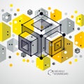 Engineering technological yellow vector 3D wallpaper made with c Royalty Free Stock Photo