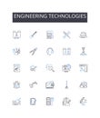 Engineering technologies line icons collection. Computer systems, Environmental sustainability, Industrial automation