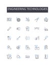 Engineering technologies line icons collection. Computer systems, Environmental sustainability, Industrial automation