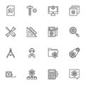 Engineering technology line icons set Royalty Free Stock Photo