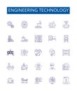 Engineering technology line icons signs set. Design collection of Engineering, Technology, Design, Fabrication Royalty Free Stock Photo