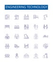Engineering technology line icons signs set. Design collection of Engineering, Technology, Design, Fabrication Royalty Free Stock Photo