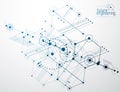 Engineering technology vector wallpaper made with hexagons, circles and lines. Technical drawing abstract background. Royalty Free Stock Photo