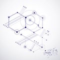 Engineering technology vector wallpaper made with hexagons, circles and lines. Technical drawing abstract background. Royalty Free Stock Photo