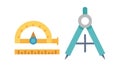 Engineering Tools, Compass and Protractor Icon, vector design Generative AI Royalty Free Stock Photo