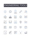 Engineering tools line icons collection. Scientific equipment, Technology devices, Computing machinery, Manufacturing