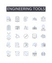 Engineering tools line icons collection. Scientific equipment, Technology devices, Computing machinery, Manufacturing