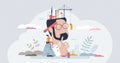 Engineering vision and technological mindset skills tiny person concept